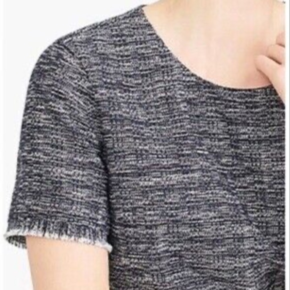 J.Crew Factory Tweed Short Sleeve Top Navy and White - Picture 8 of 9